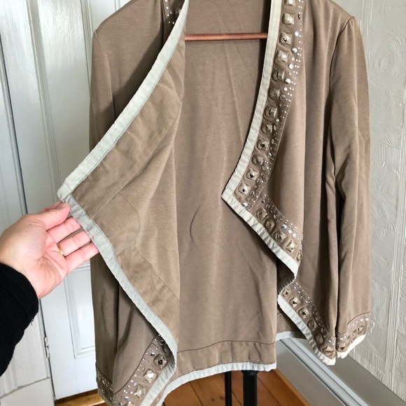 KITSON (Theme) Embellished Cardigan in Tan - Picture 4 of 6